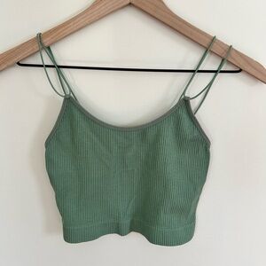Green double thin strap going out Tank top